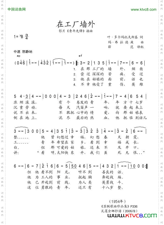 在工厂的墙外_影片《青年先锋》插曲