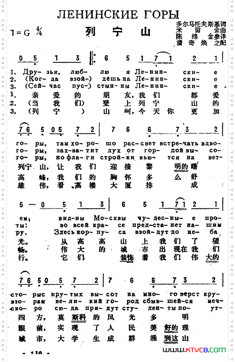 [前苏联]列宁山中俄文对照