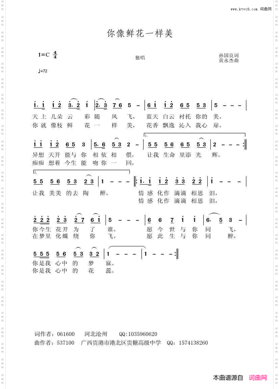 你像鲜花一样美