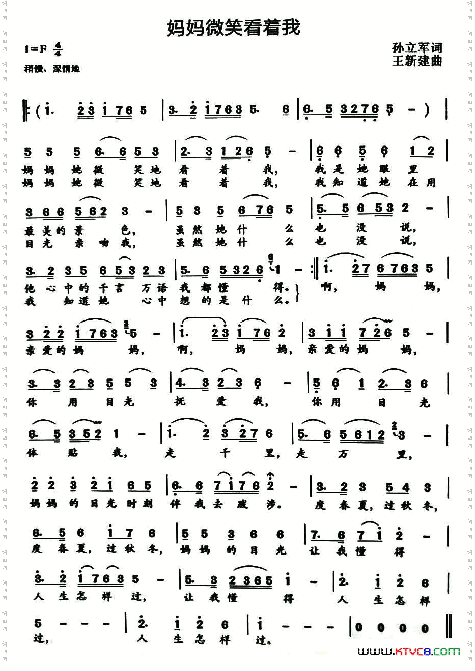 妈妈微笑看着我孙立军词王新建曲_妈妈微笑看着我孙立军词 王新建曲