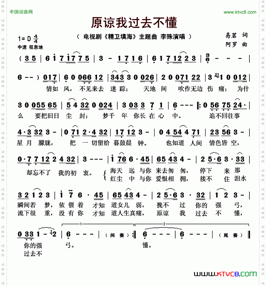 原谅我过去不懂_电视剧《精卫填海》主题曲