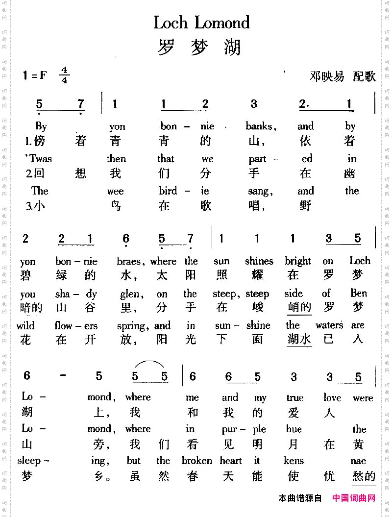 LochLomond罗梦湖_中外文对照