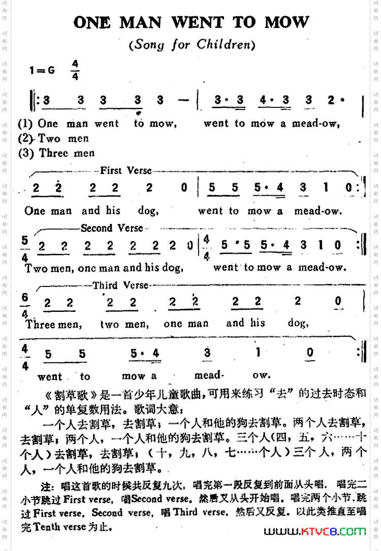 ONEMANWENTTOMOW割草歌_ONE MAN WENT TO MOW割草歌