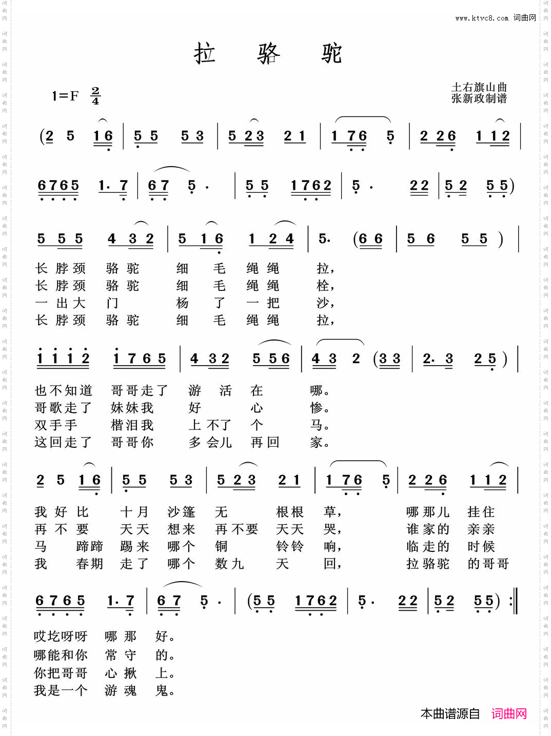 拉骆驼土右旗山曲