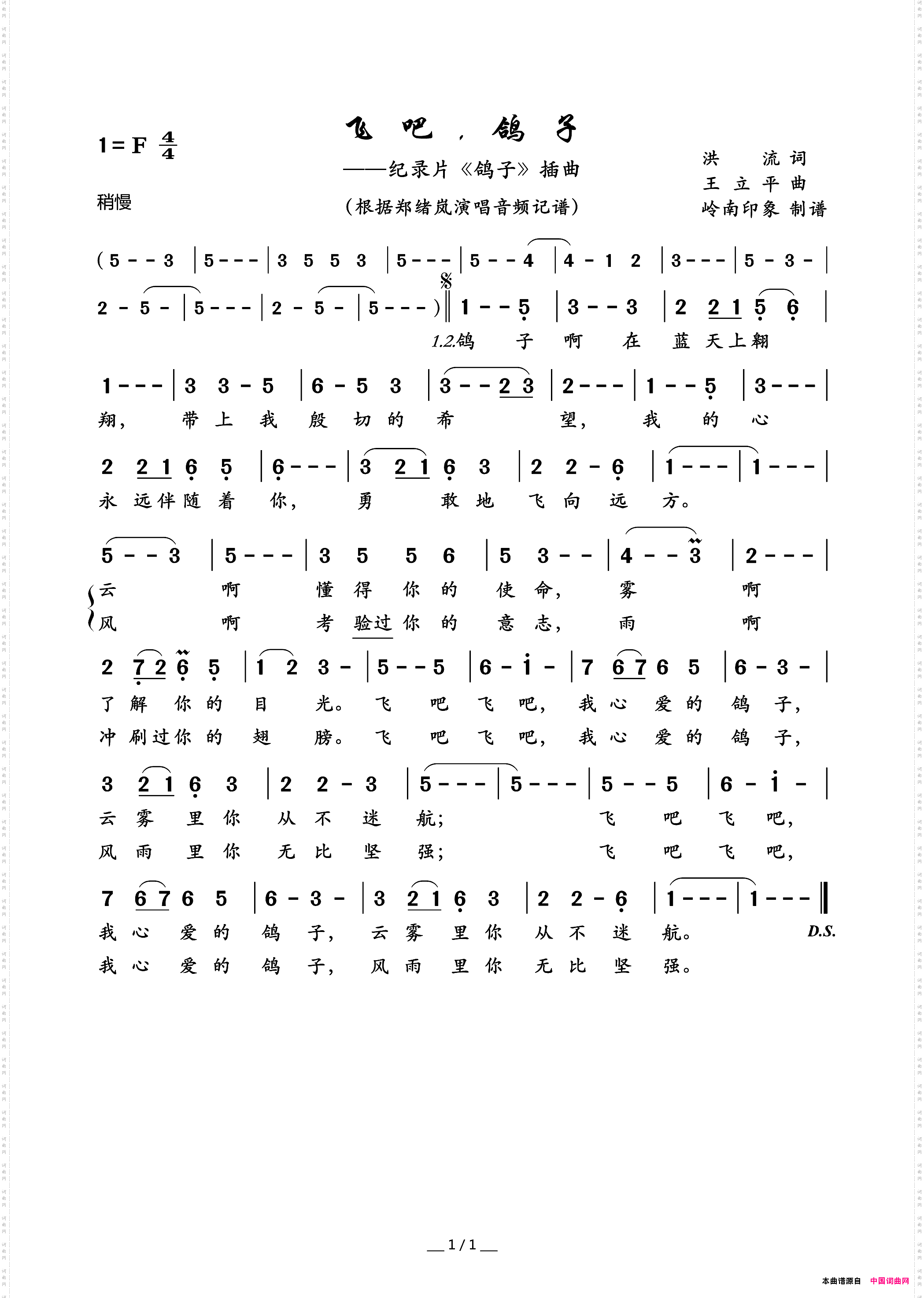 飞吧鸽子纪录片《鸽子》插曲