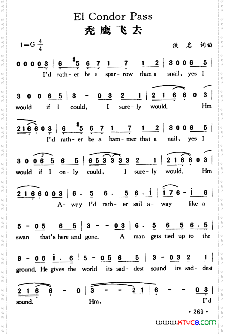 ElCondorPass秃鹰飞去_El Condor Pass秃鹰飞去