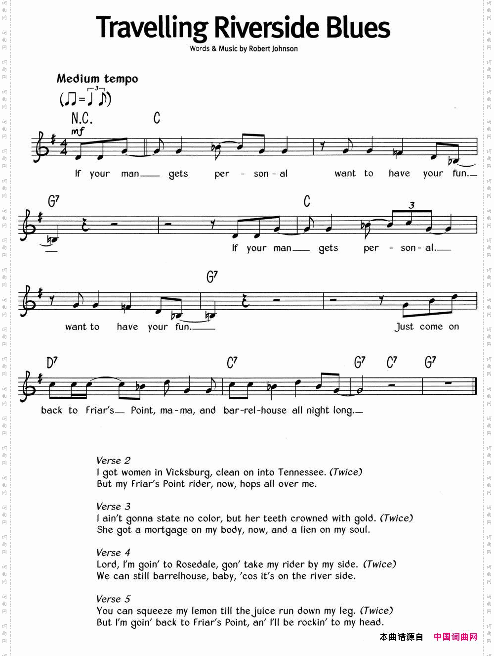 蓝调音乐:TravellingRiversideBlues