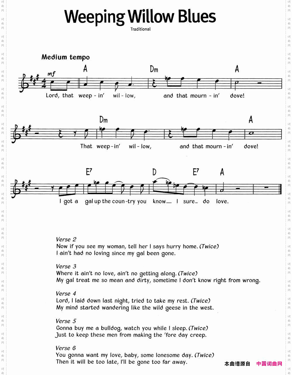 蓝调音乐:WeepingWillowBlues