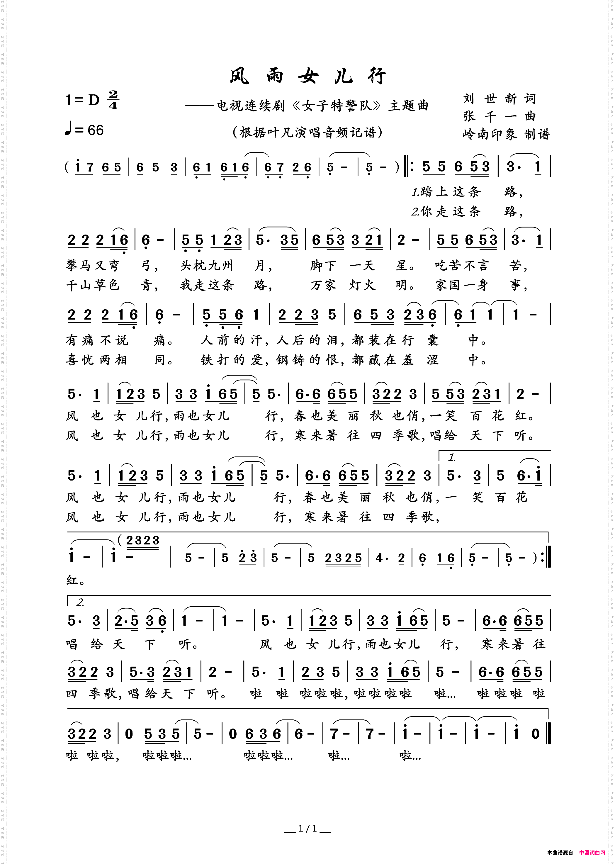 风雨女儿行电视连续剧《女子特警队》主题曲