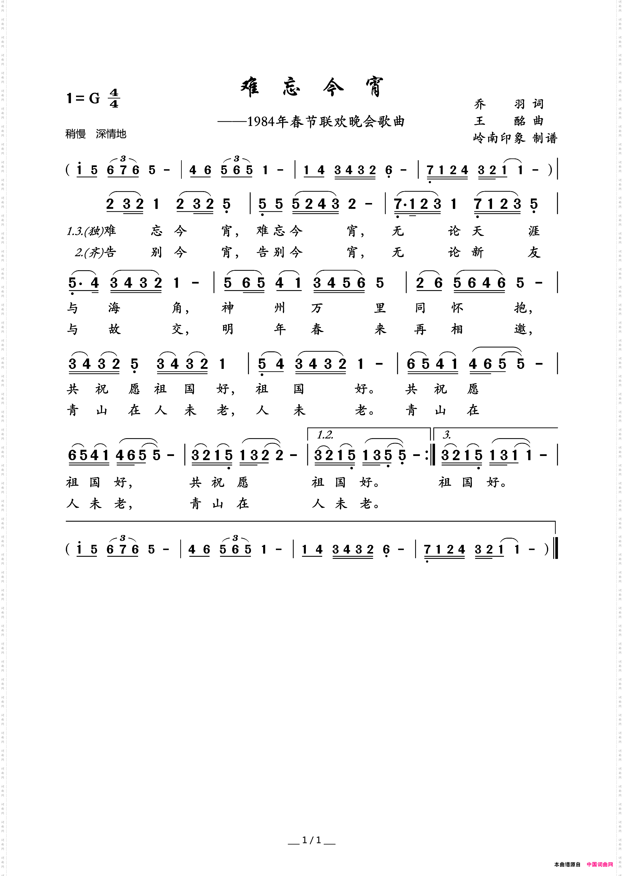 难忘今宵1984年春节联欢晚会歌曲