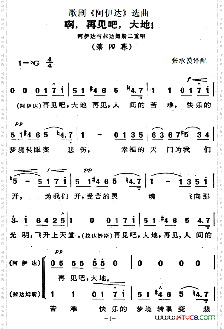歌剧《阿伊达》选曲：啊，再见吧，大地！