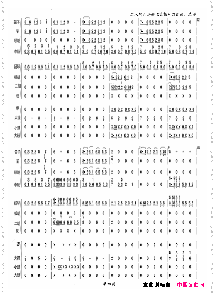 二人转开场曲《流畅》器乐曲总谱.第四页