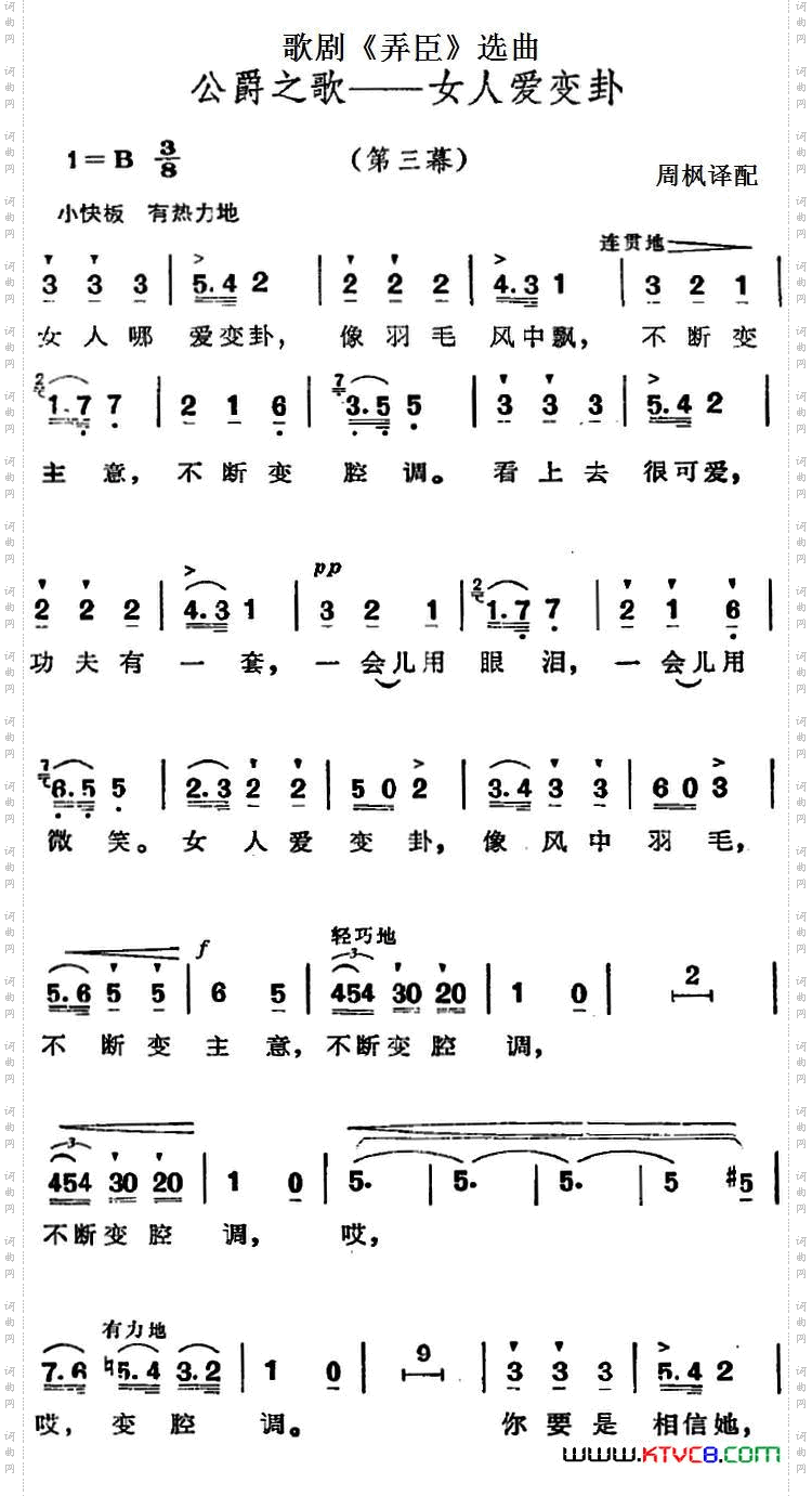 歌剧《弄臣》选曲：公爵之歌——女人爱变卦第三幕