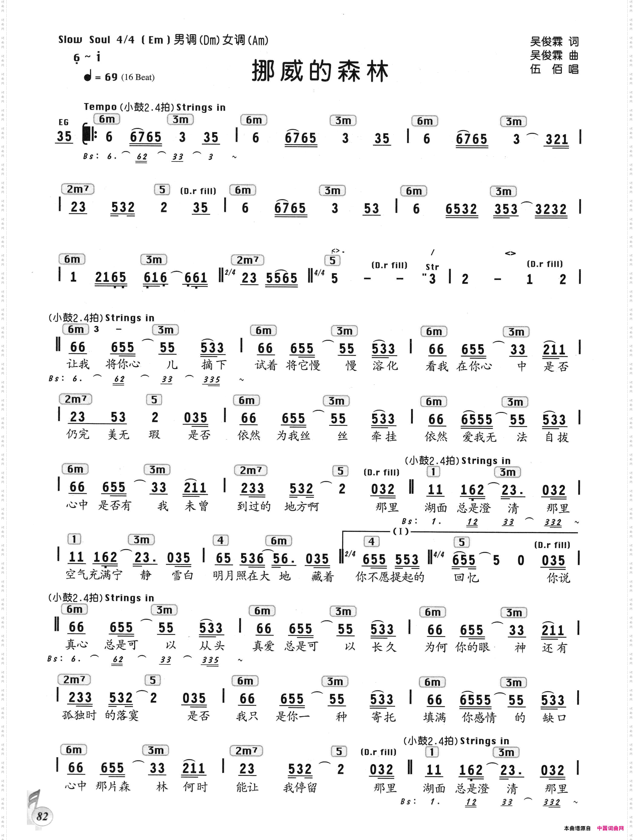 挪威的森林编配乐谱