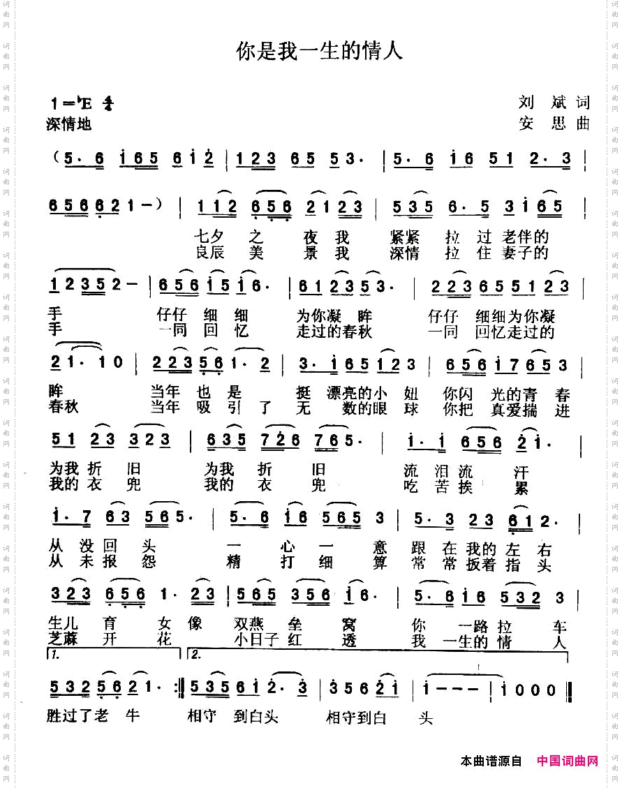 你是我一生的情人