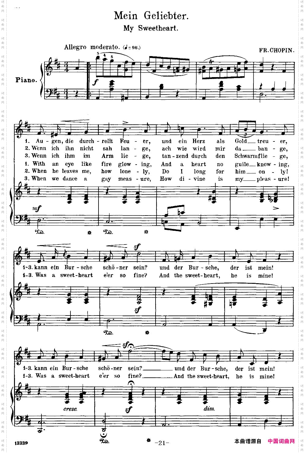 Chopin-17PolishSongsOp.74,No.8MeinGeliebter.MySweetheart.钢琴伴奏谱_Chopin-17 Polish Songs Op.74,No.8Mein Geliebter. My Sweetheart.钢琴伴奏谱