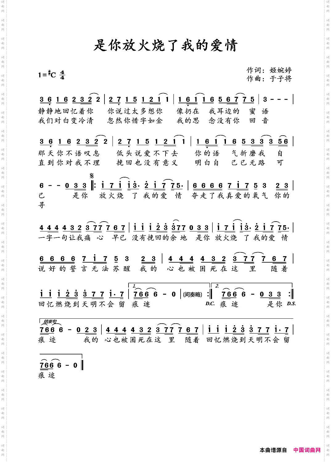 是你放火烧了我的爱情
