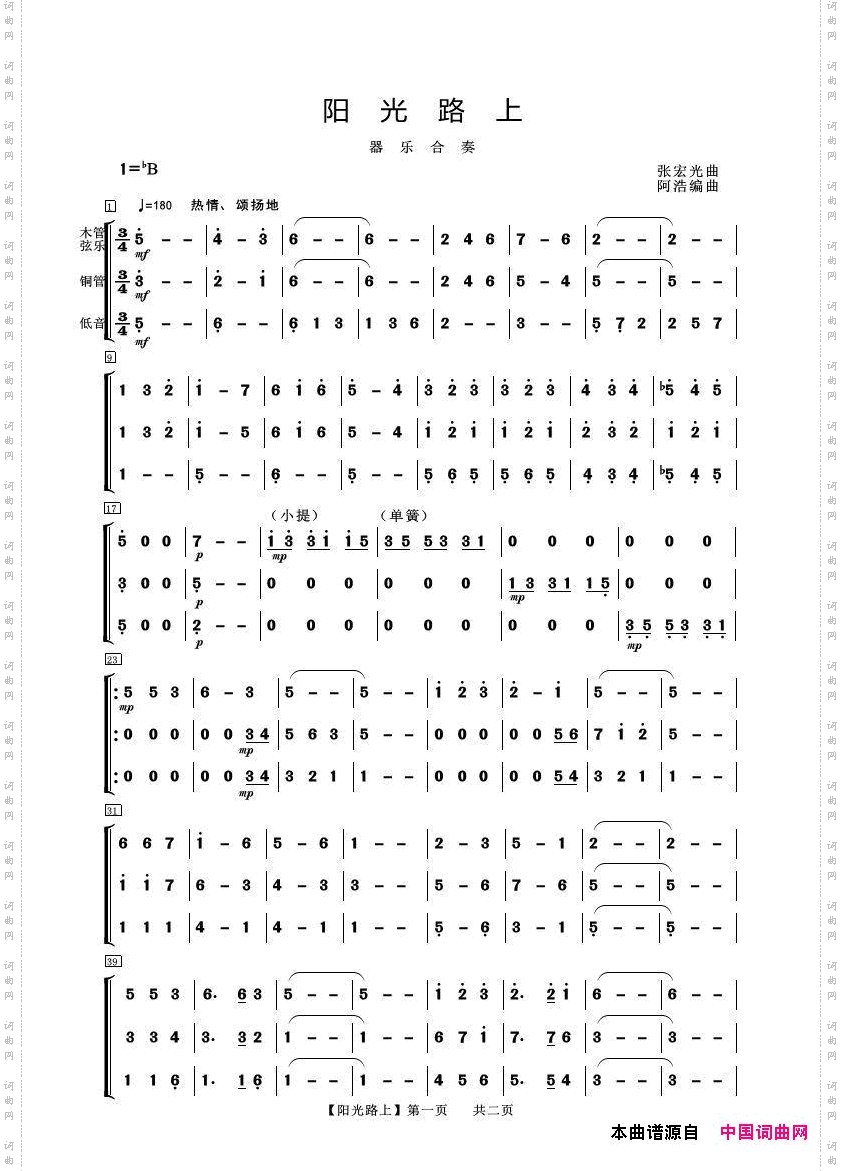 阳光路上器乐合奏