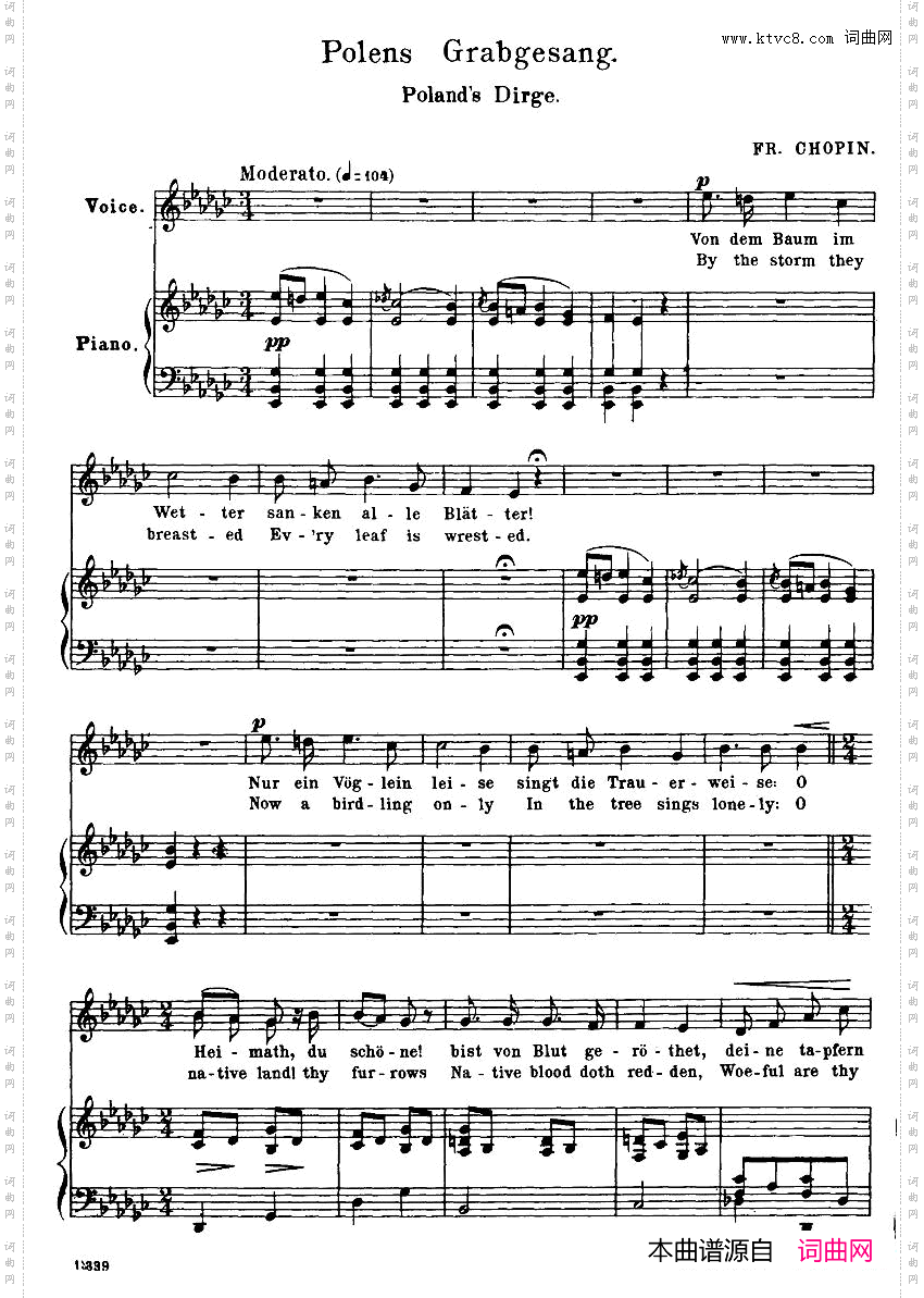 波兰悲歌PolensGrabgesang正谱_波兰悲歌 Polens Grabgesang正谱