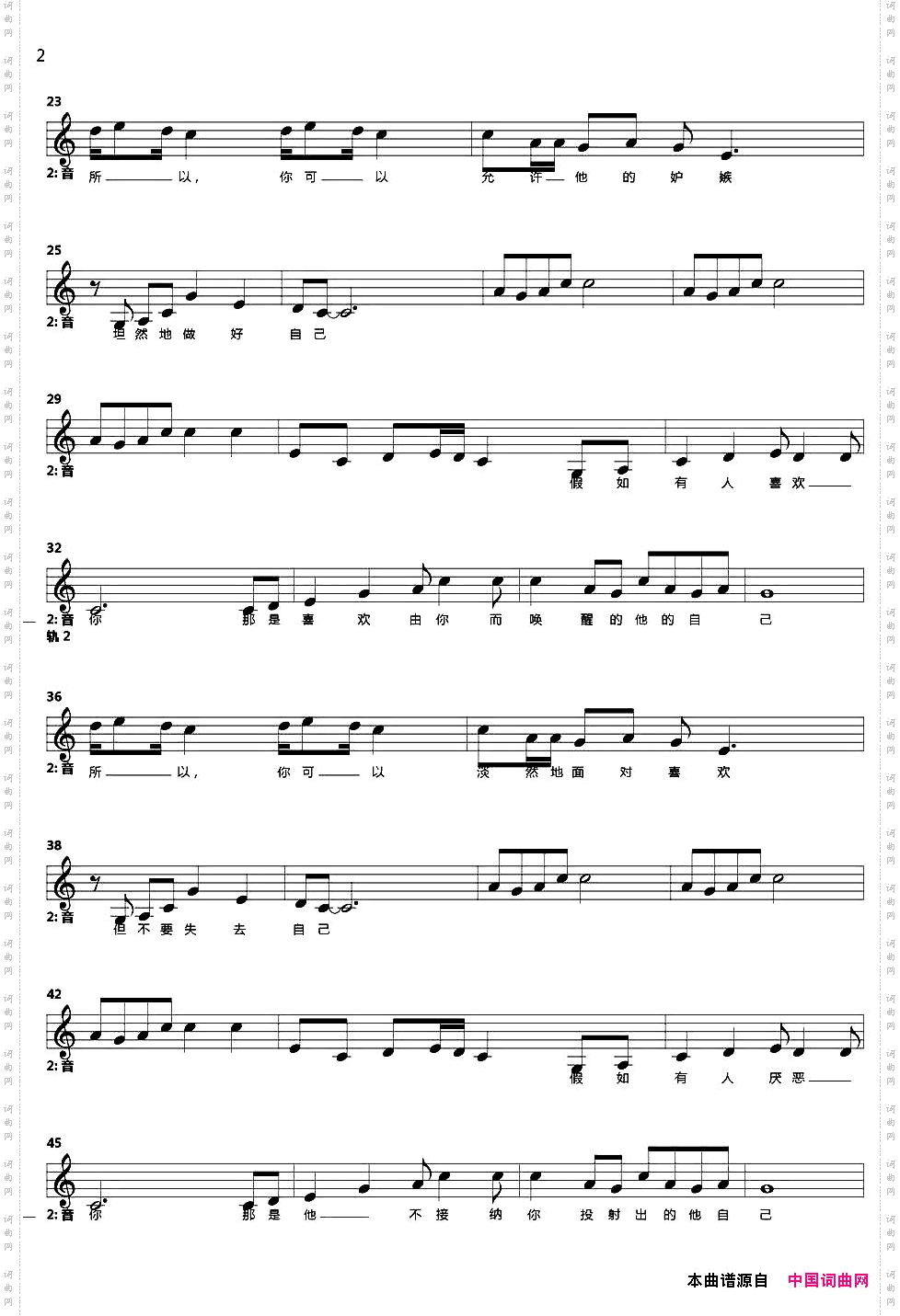 外面没有别人，我们只是遇见了自己五线谱_外面没有别人，我们只是遇见了自己 五线谱