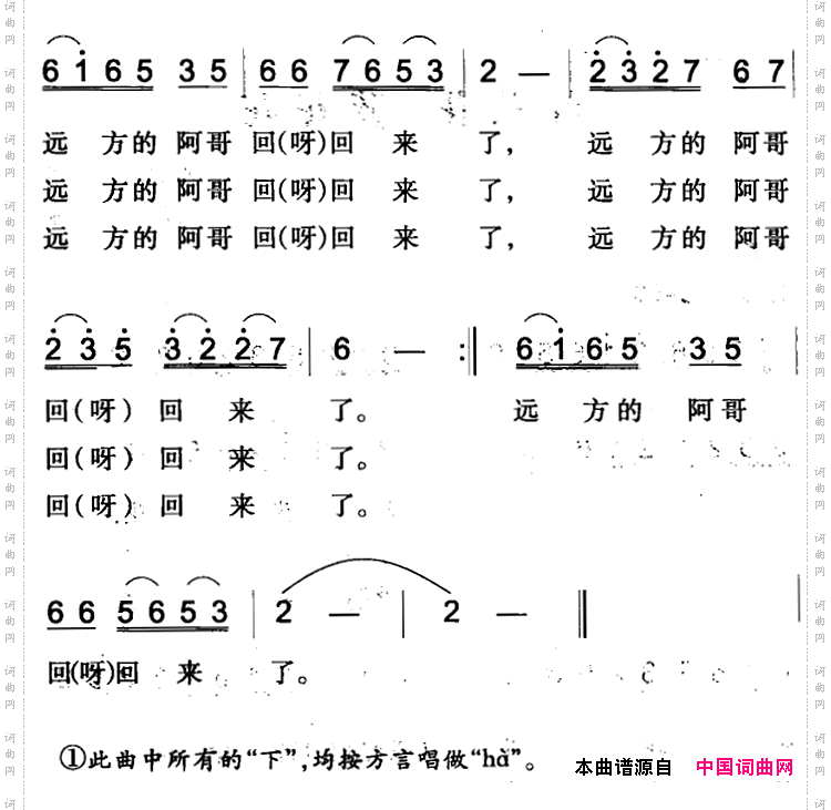远方的阿哥回来了