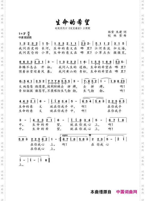 生命的希望_电视系列片《攻克癌症》主题歌