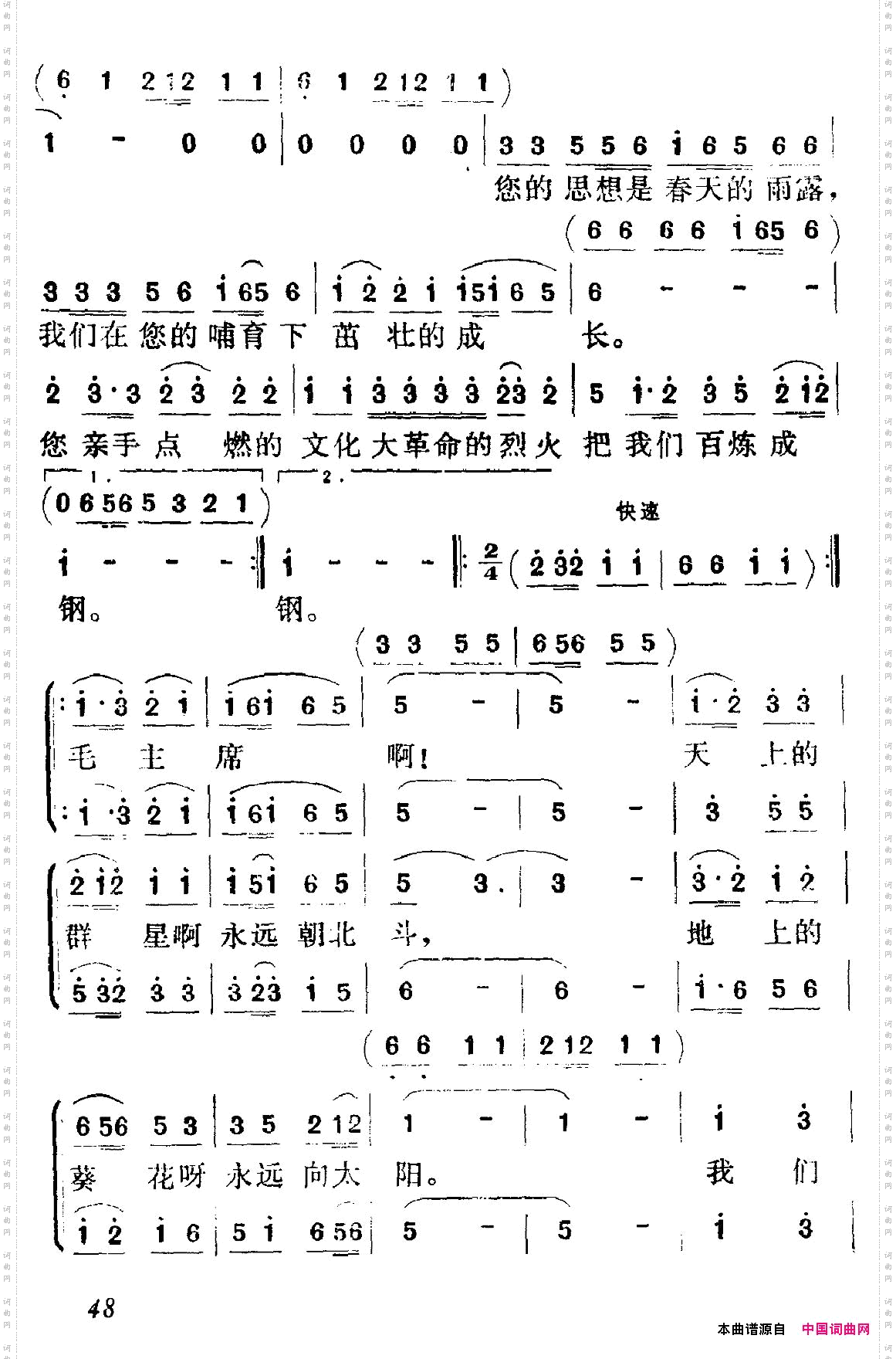 毛主席啊！我们永远忠于您