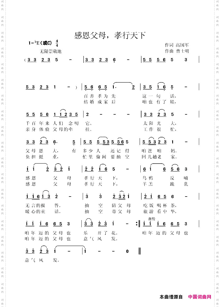 感恩父母,孝行天下