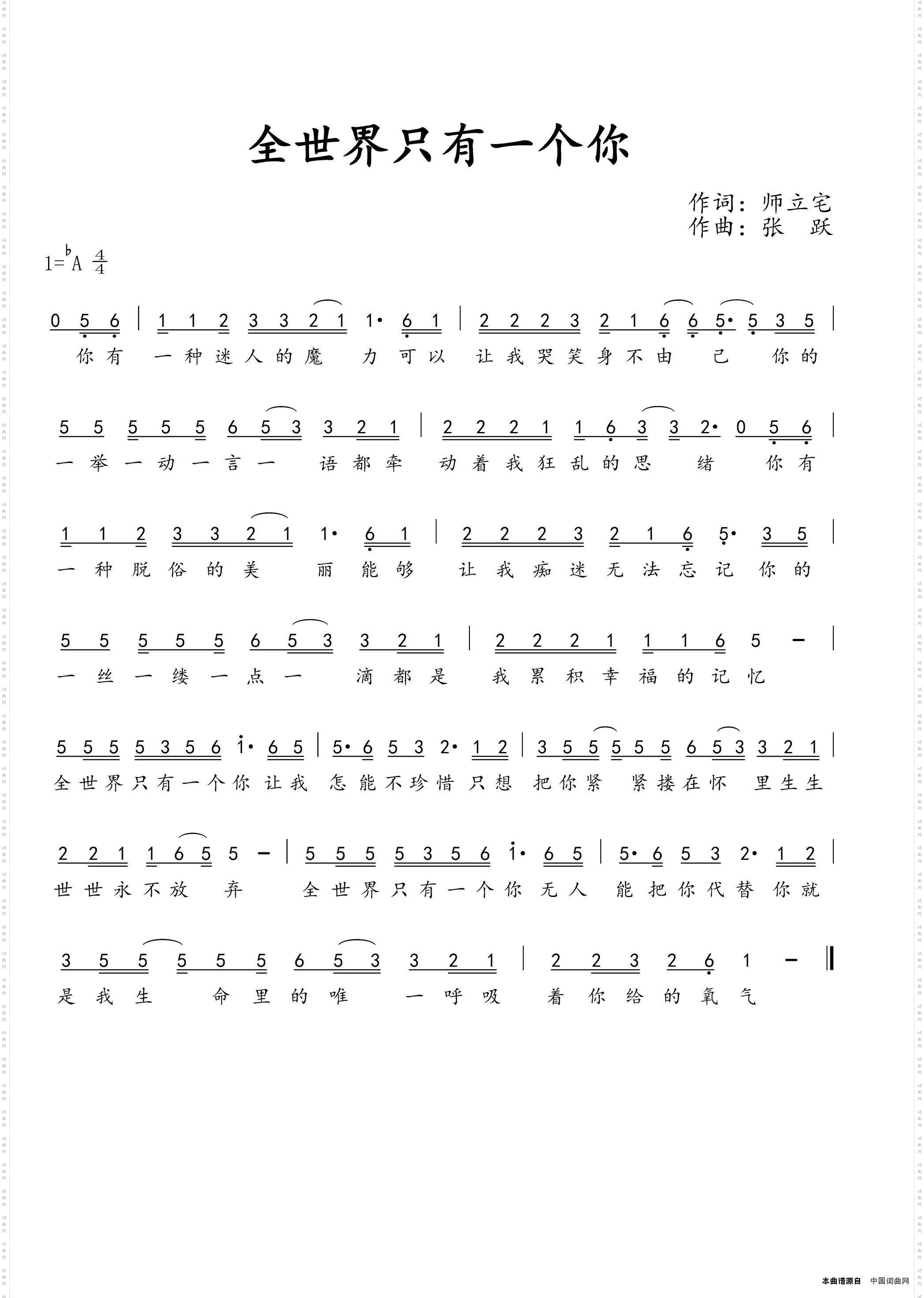 全世界只有一个你