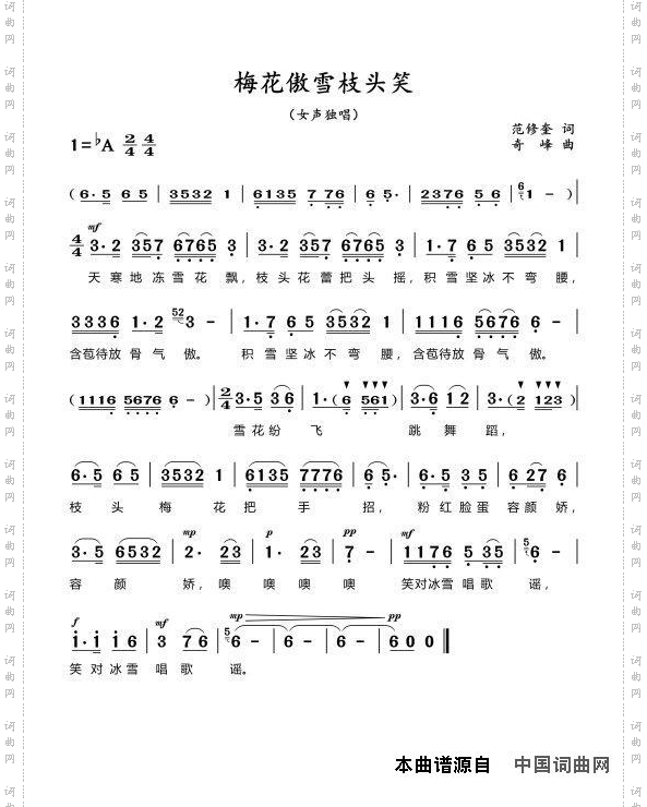 梅花傲雪枝头笑