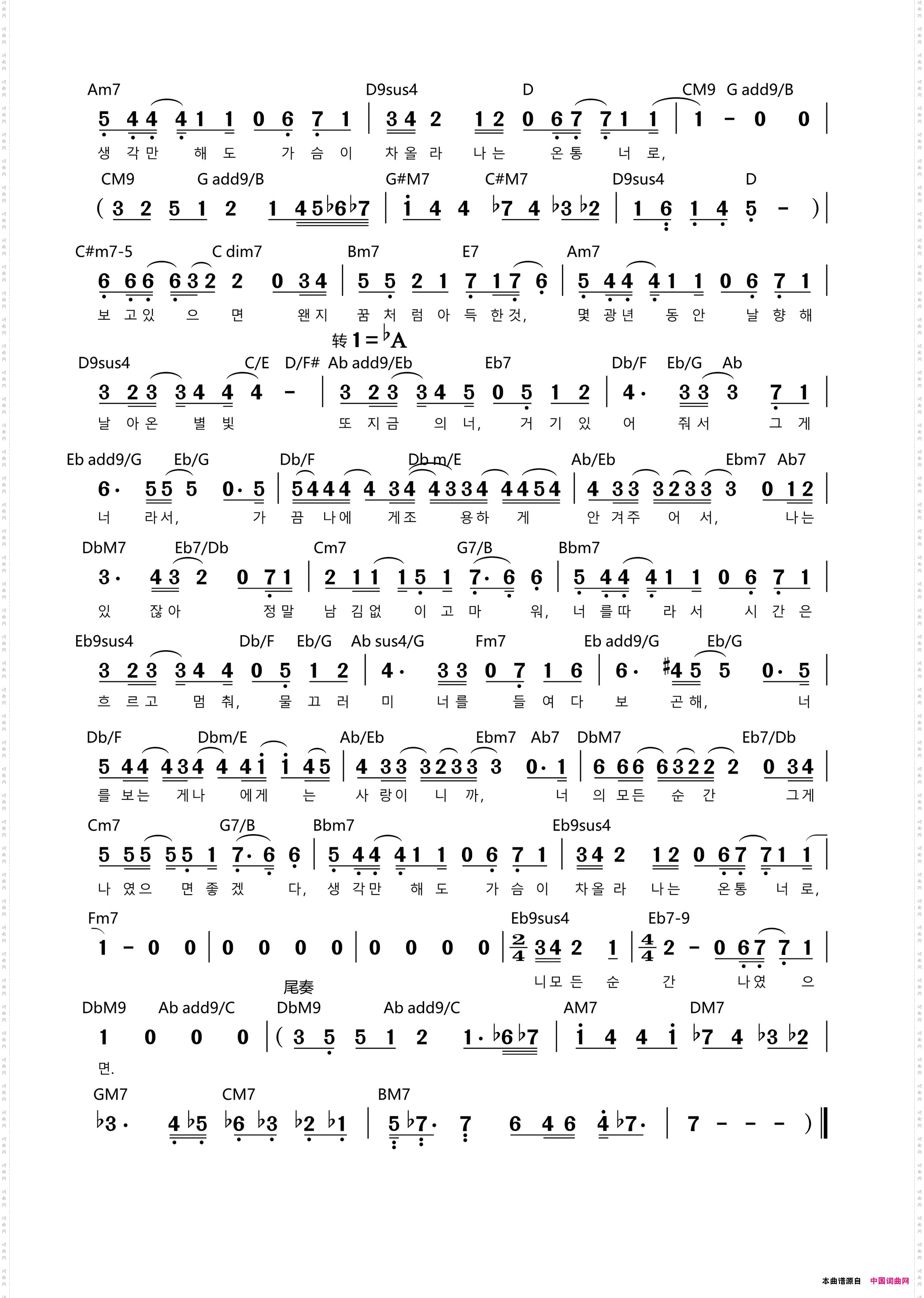 【韩】너의모든순간吉他用变调版译名《你的所有瞬间》_【韩】너의 모든 순간吉他用变调版译名《你的所有瞬间》