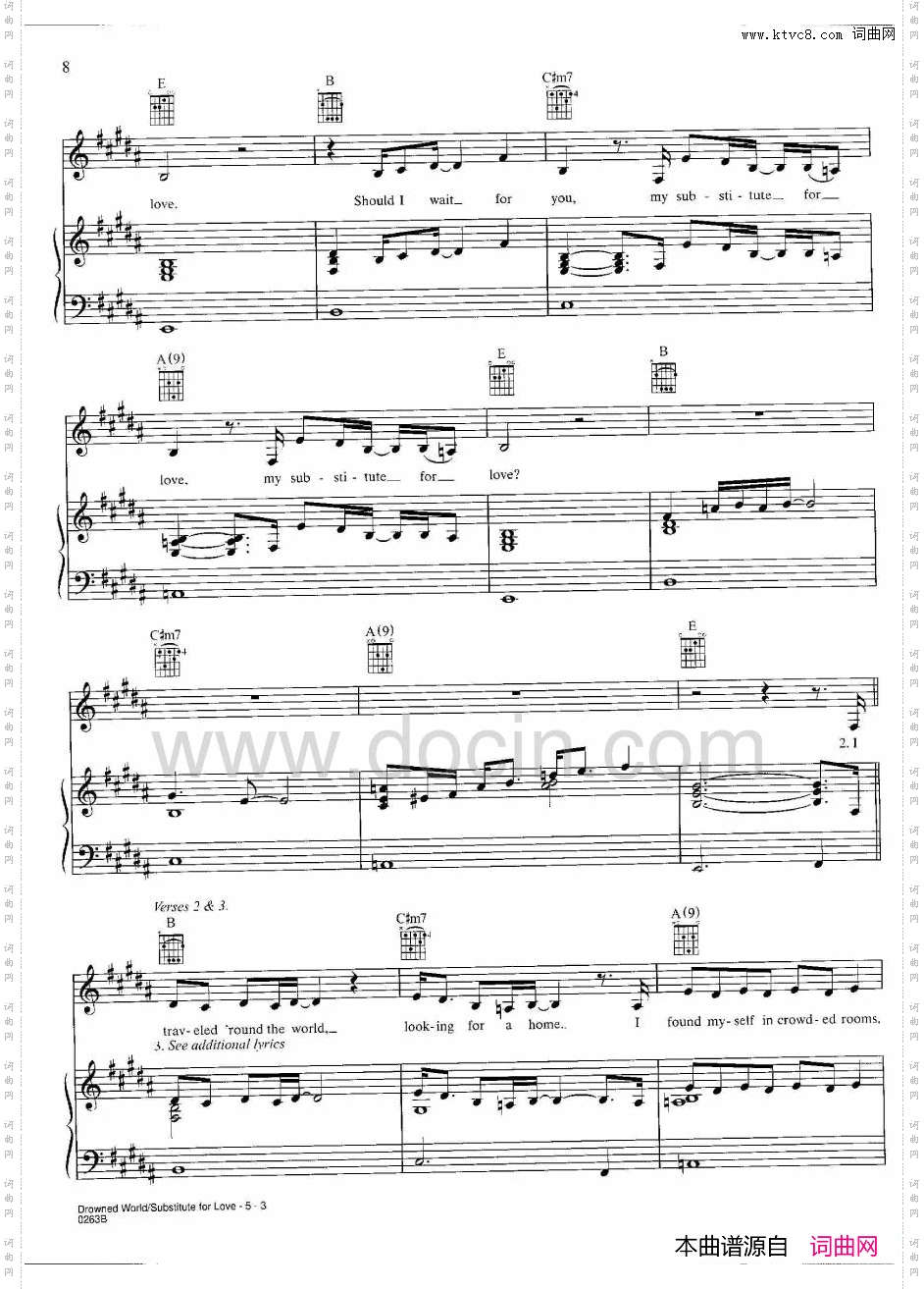 DrownedwldISubstituteflove_麦当娜歌曲钢琴伴奏谱