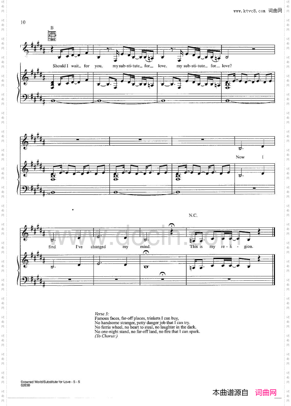 DrownedwldISubstituteflove_麦当娜歌曲钢琴伴奏谱