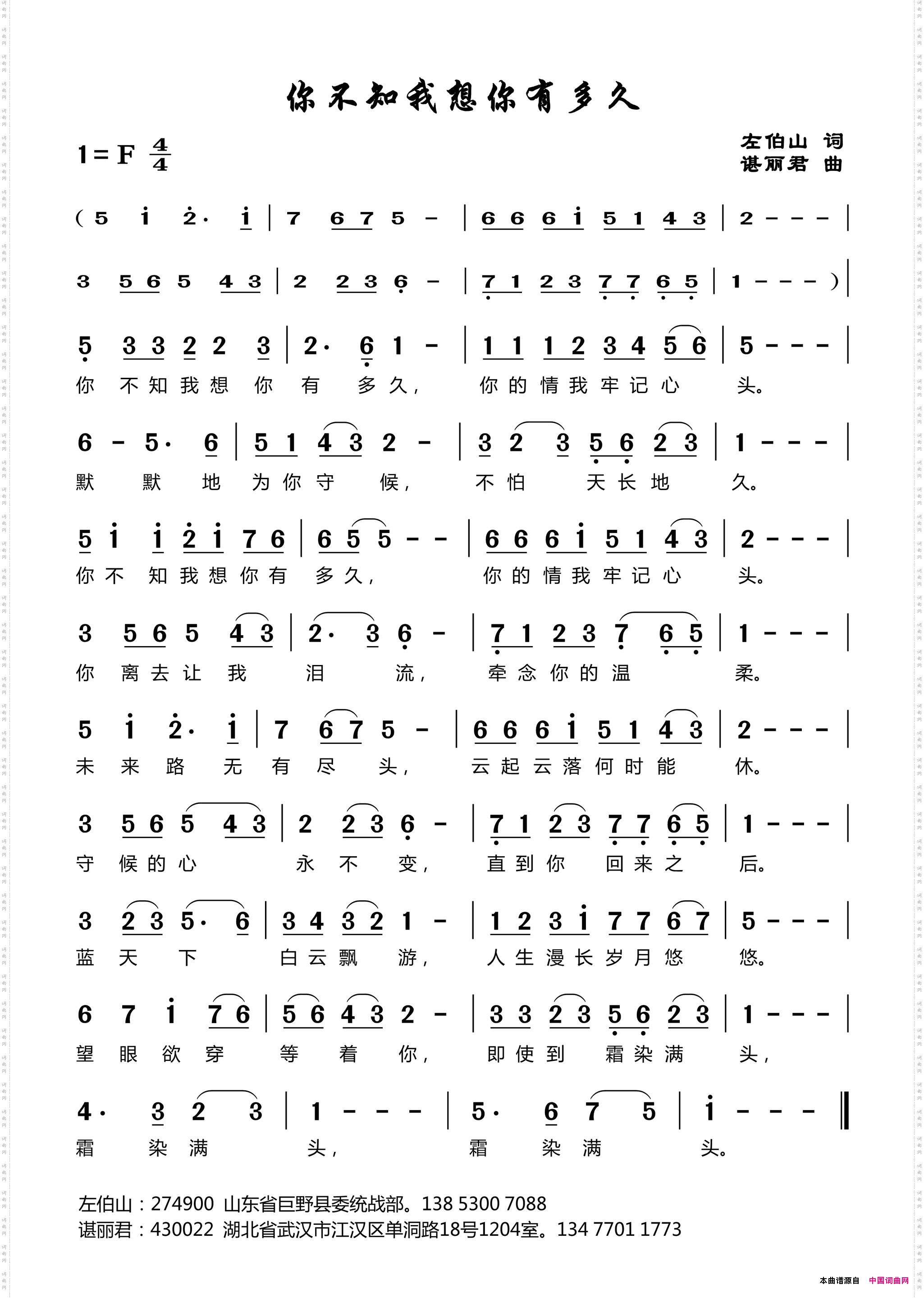 你不知我想你有多久
