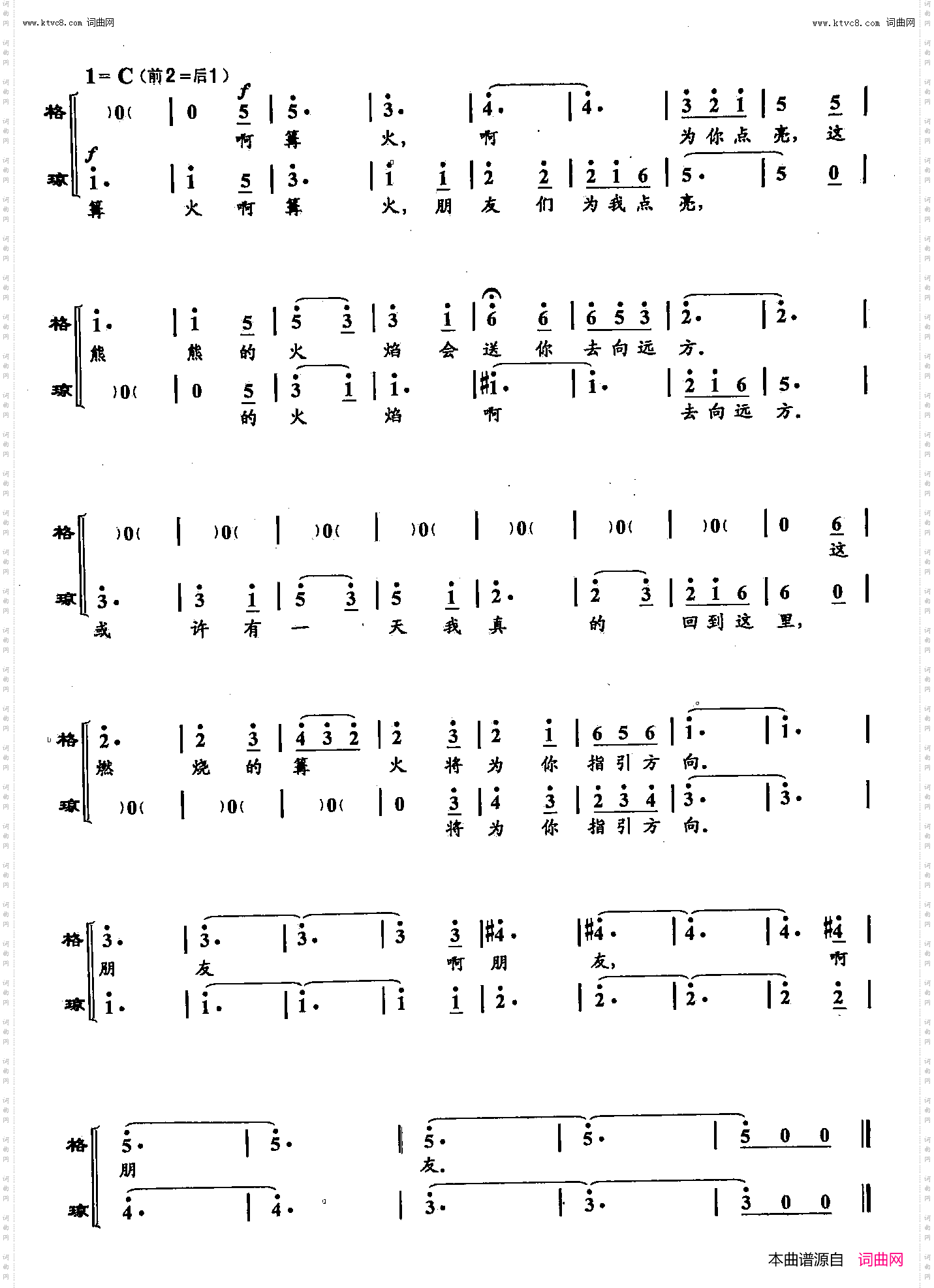 朋友，为你点亮篝火_双谱歌剧《红河谷》选段