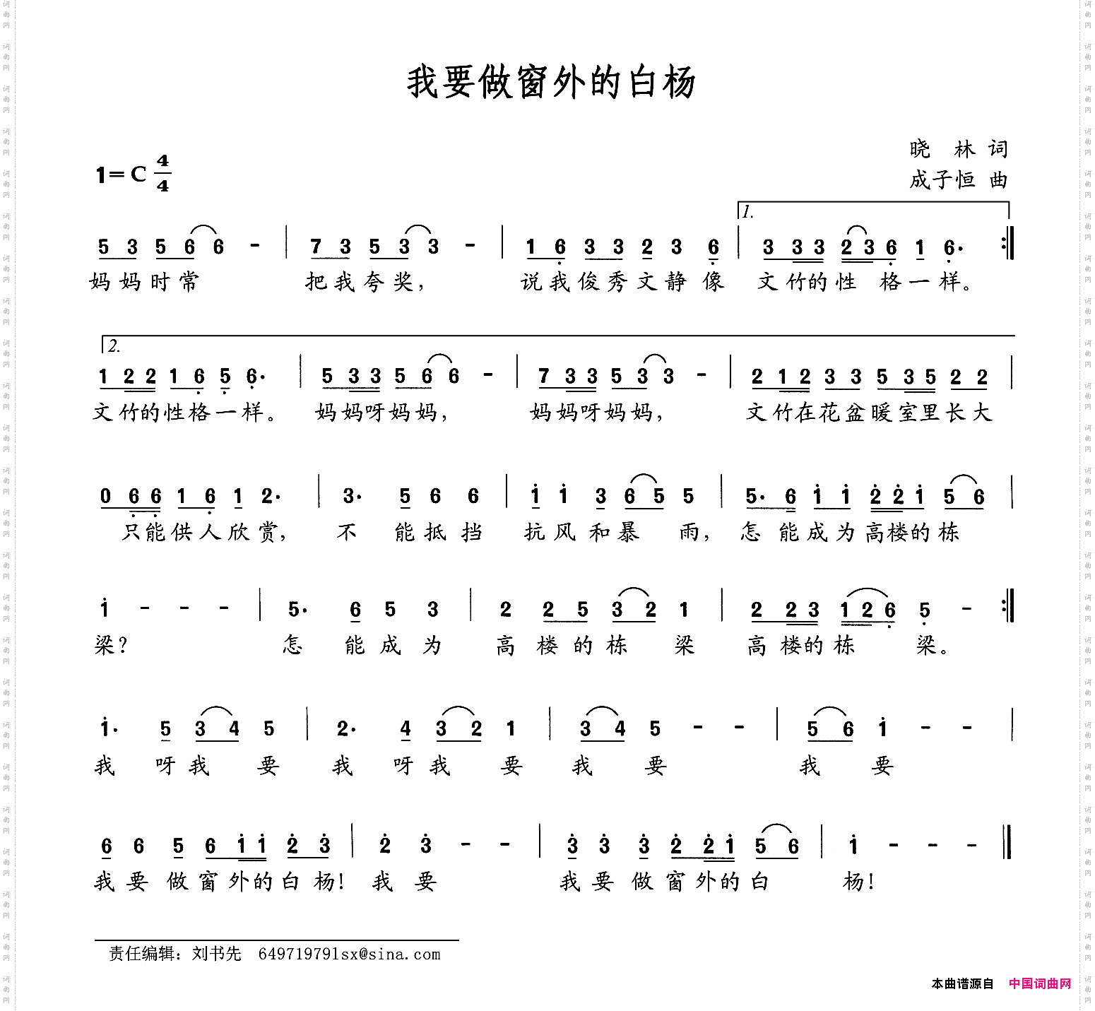 我要做窗外的白杨