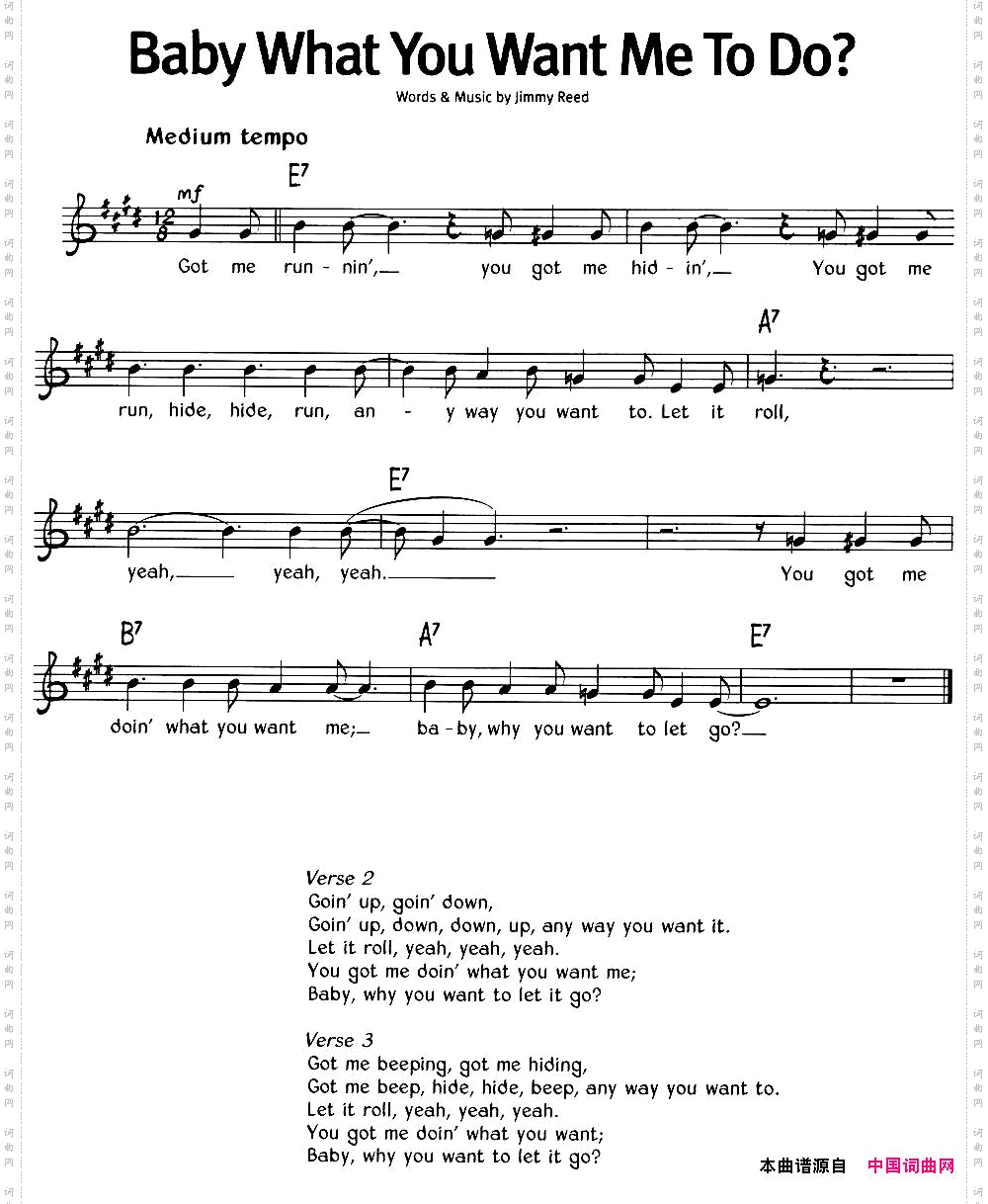 蓝调音乐：BabyWhatYouWantMeToDo