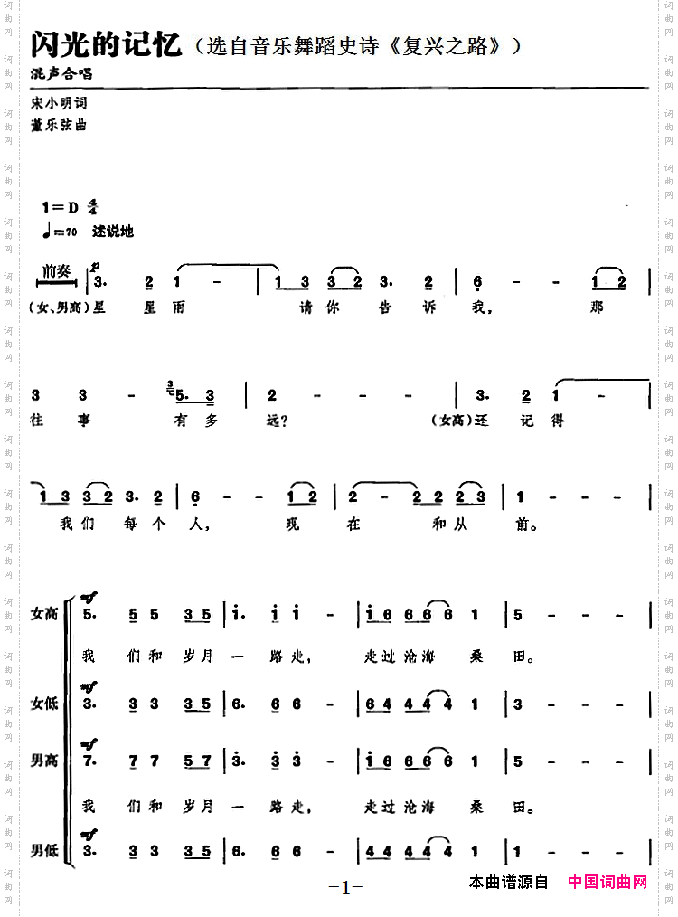 闪光的记忆选自音乐舞蹈史诗《复兴之路》