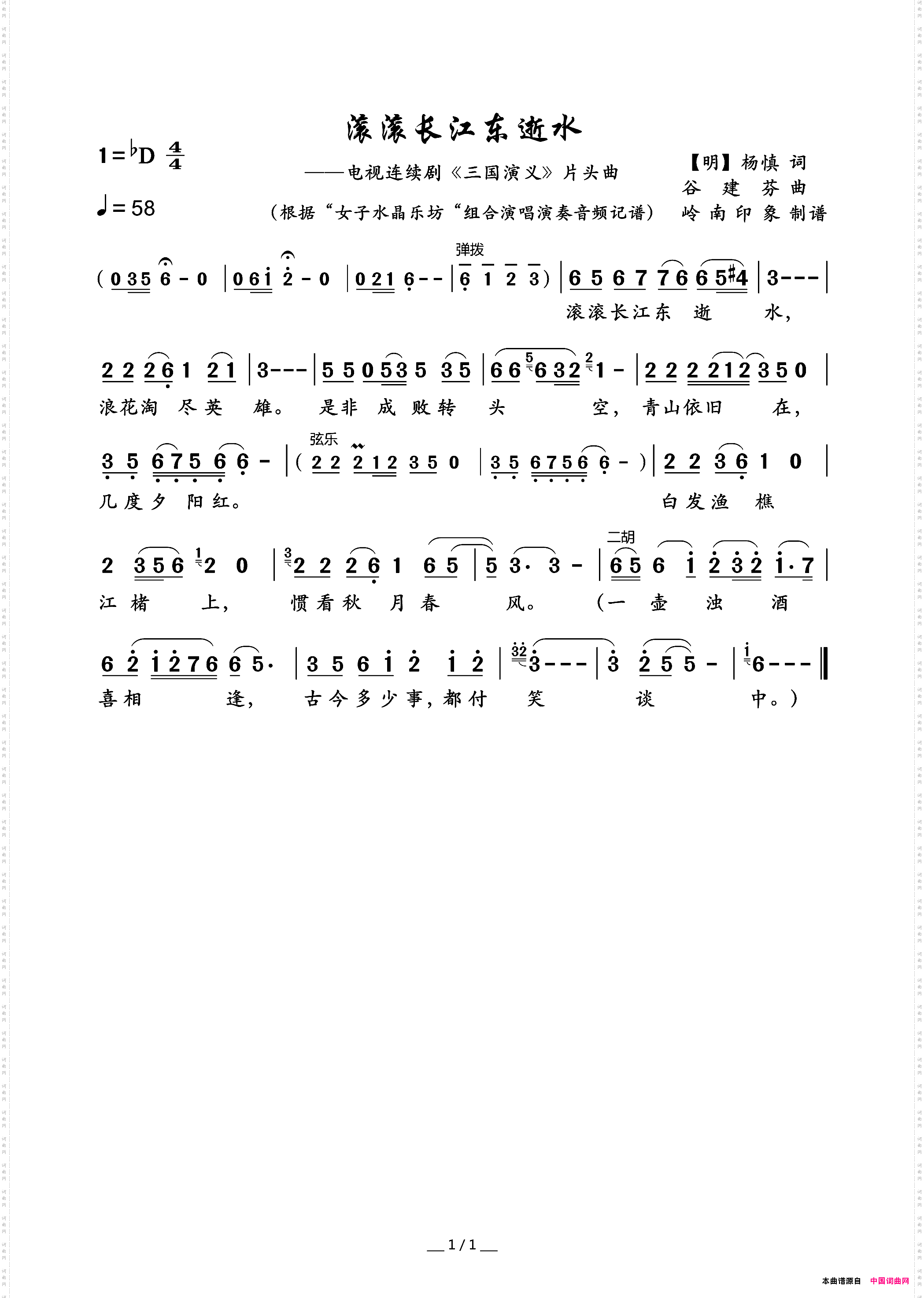 滚滚长江东逝水电视连续剧《三国演义》片头曲