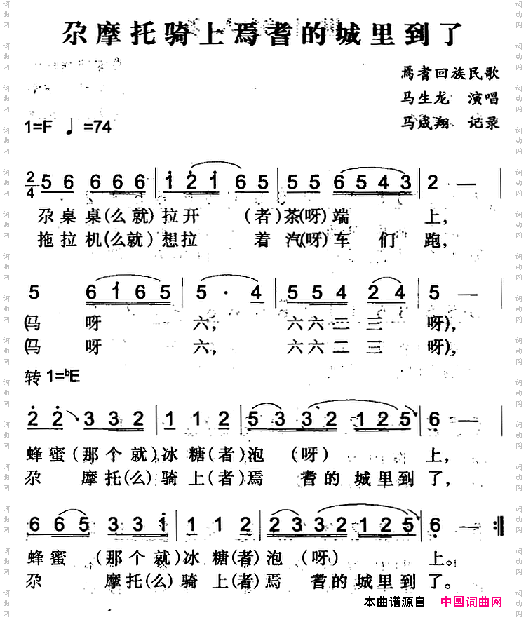 尕摩托骑上焉耆的城里到了焉耆回族民歌