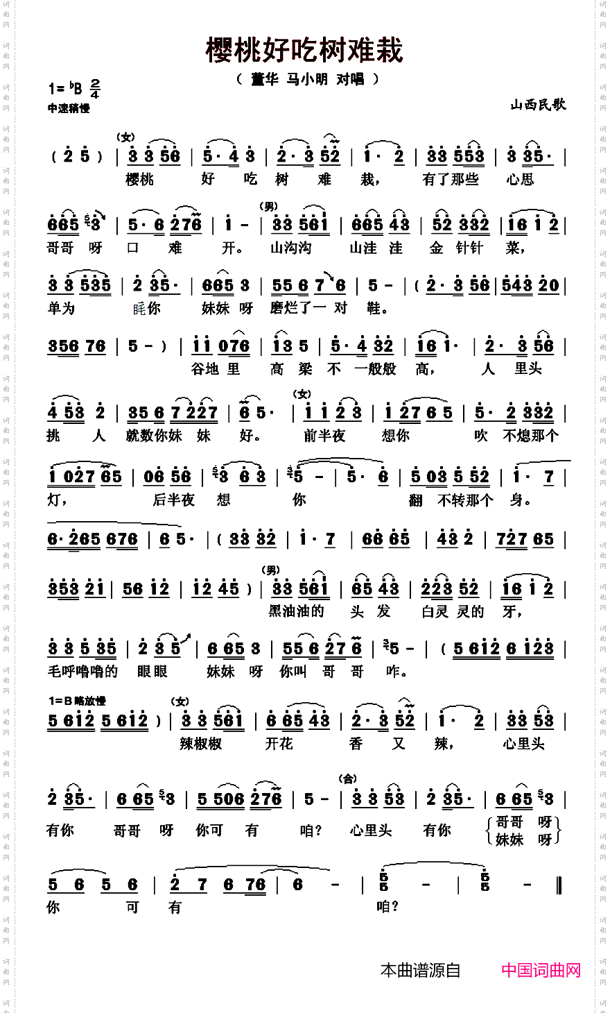 樱桃好吃树难栽_山西民歌、董华 马小明对唱版本