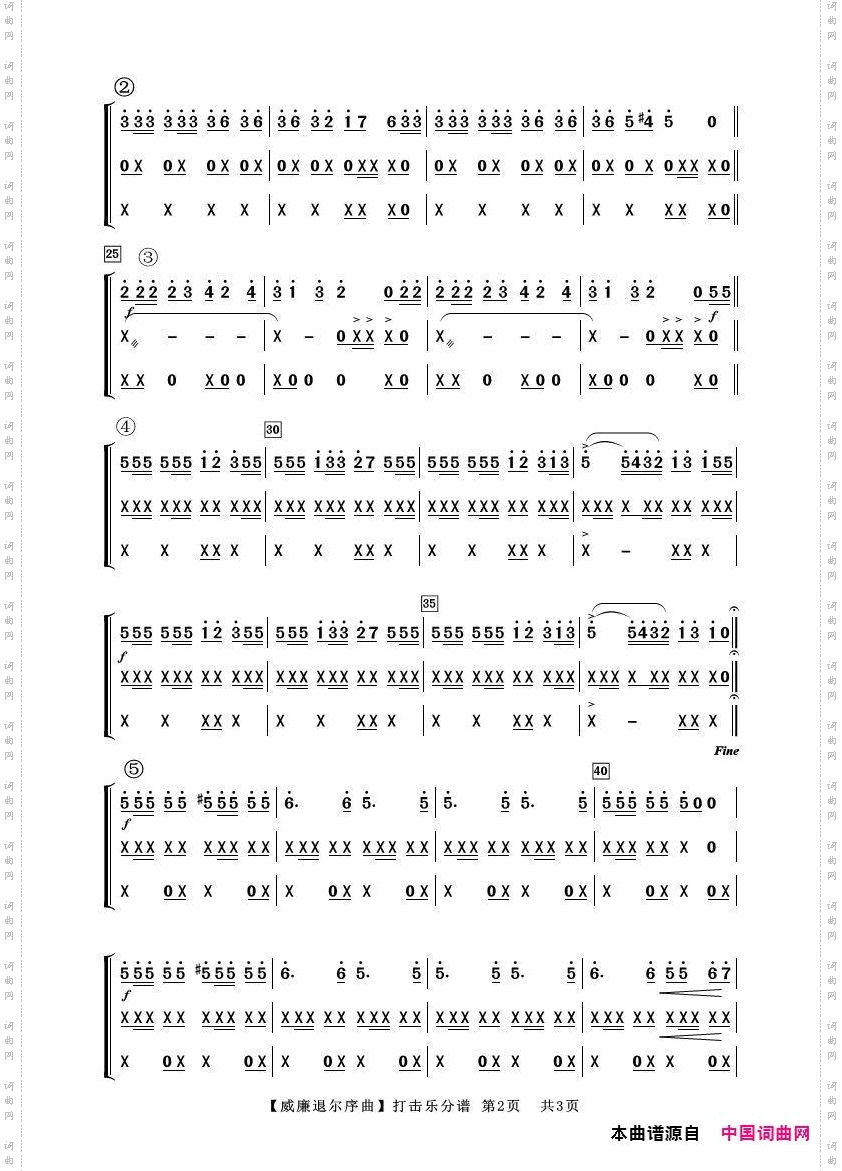 威廉退尔序曲_打击乐分谱