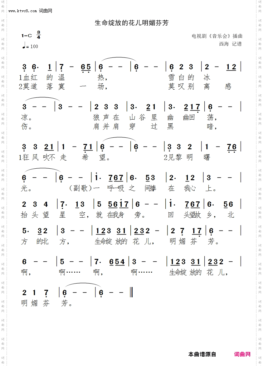生命绽放的花儿明媚芬芳_《音乐会》主题曲
