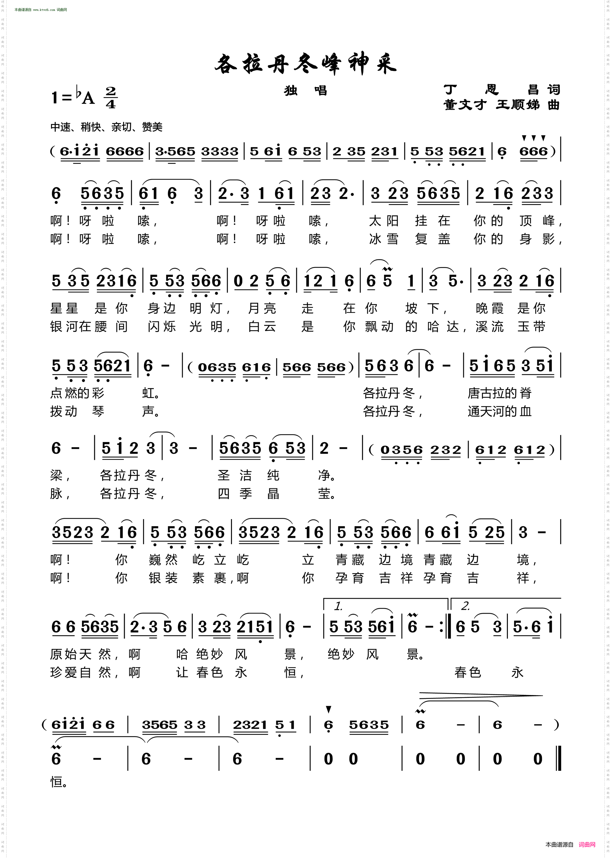 各拉丹东峰神采