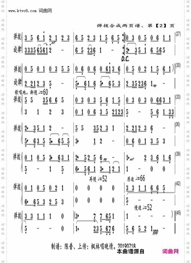 祖国啊,你在我们的追梦里弹拨_和弦谱三〖130〗