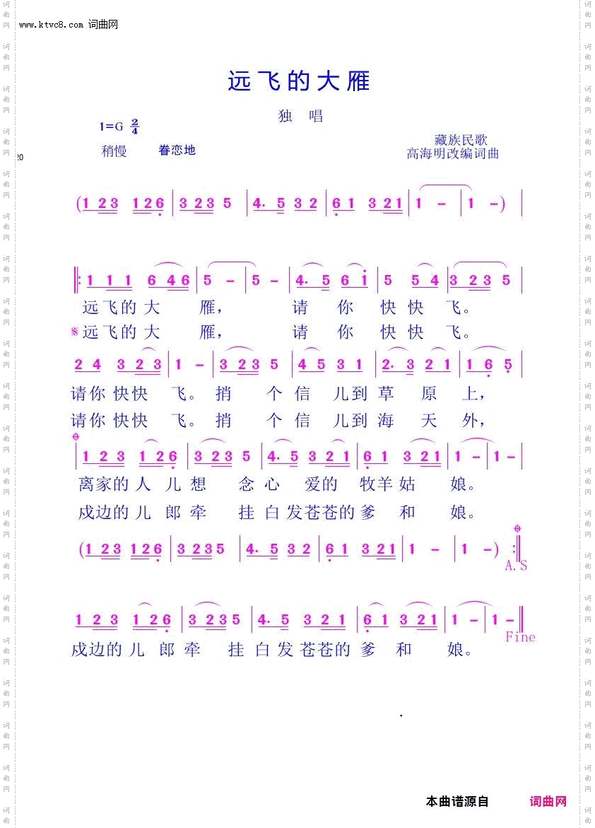 远飞的大雁_藏族民歌，改编歌词后谱曲