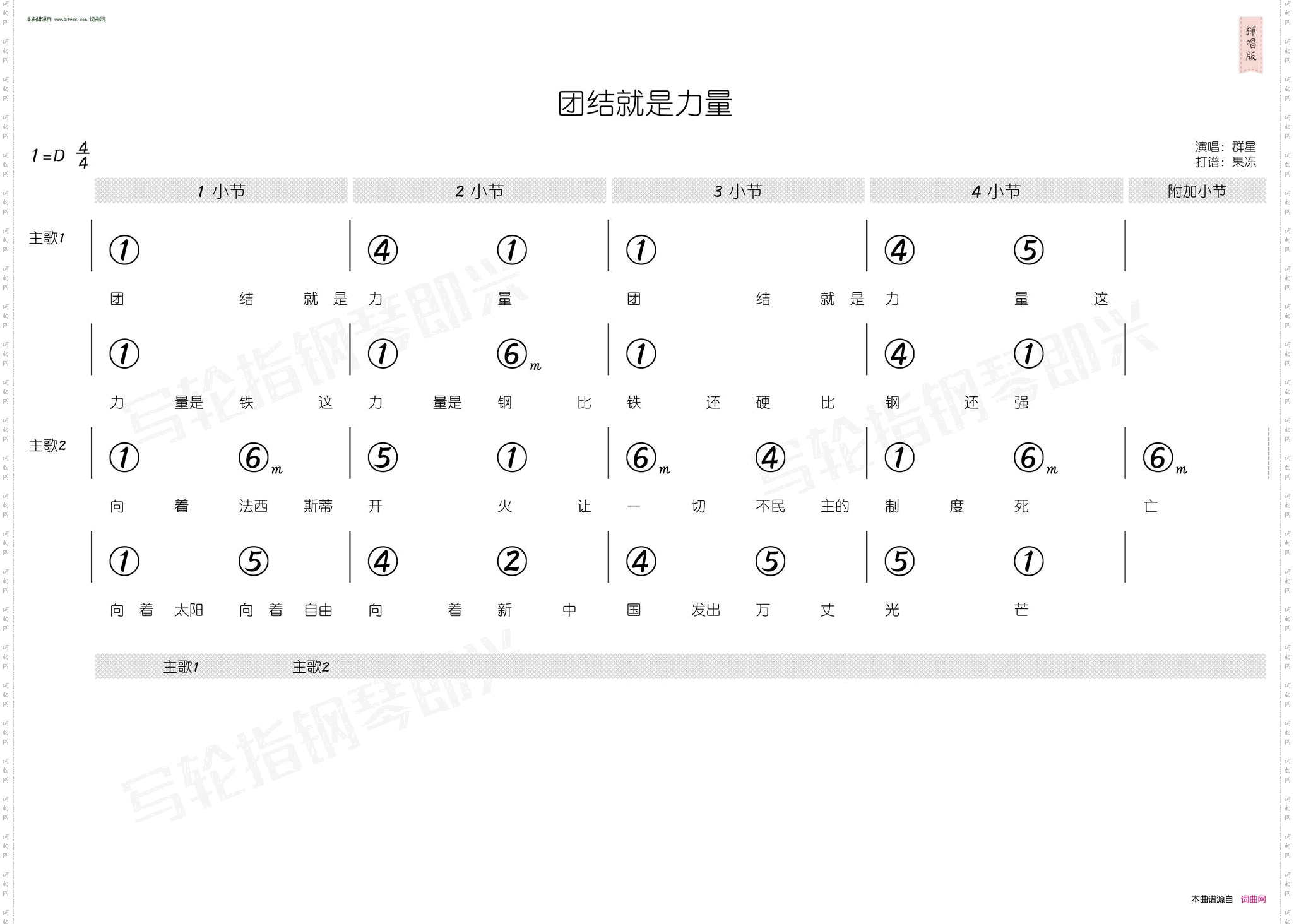 团结就是力量_ 简和谱 