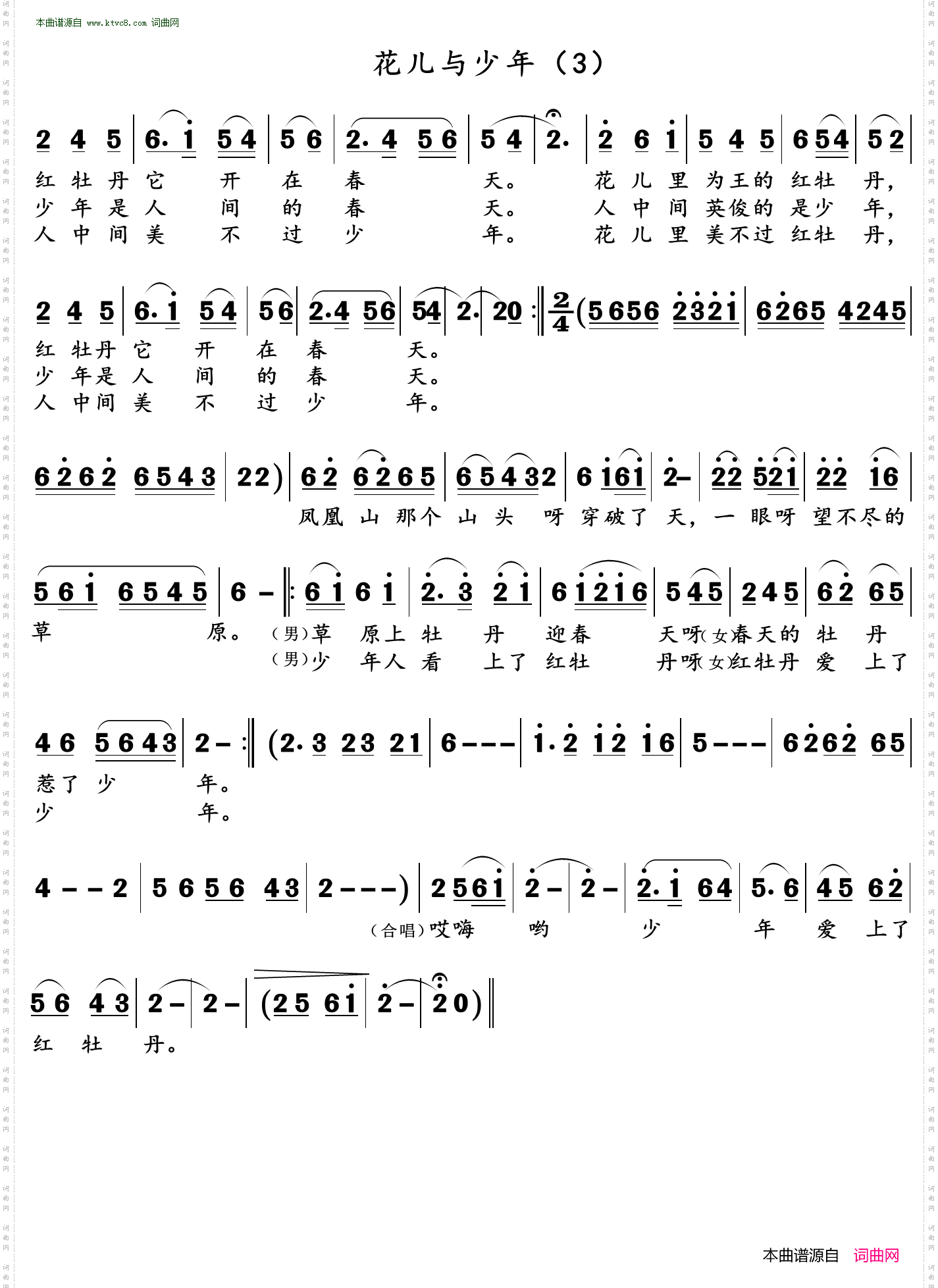 花儿与少年_男女声合唱
