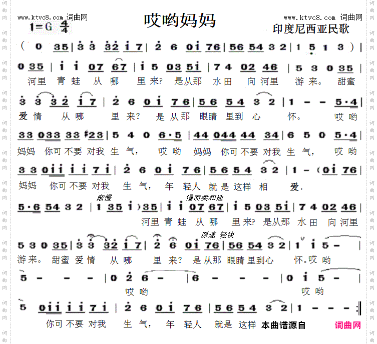 哎哟妈妈_印度尼西亚民歌