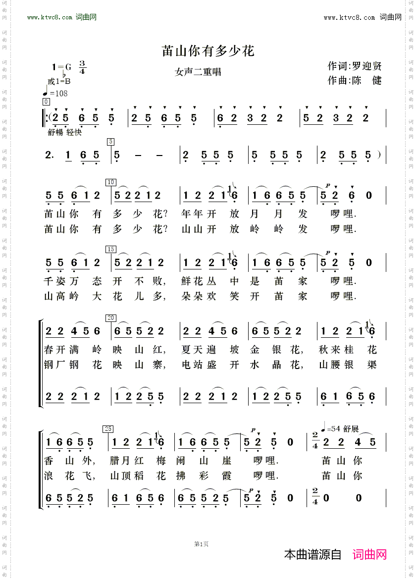 苗山你有多少花_ 二重唱歌唱与乐队